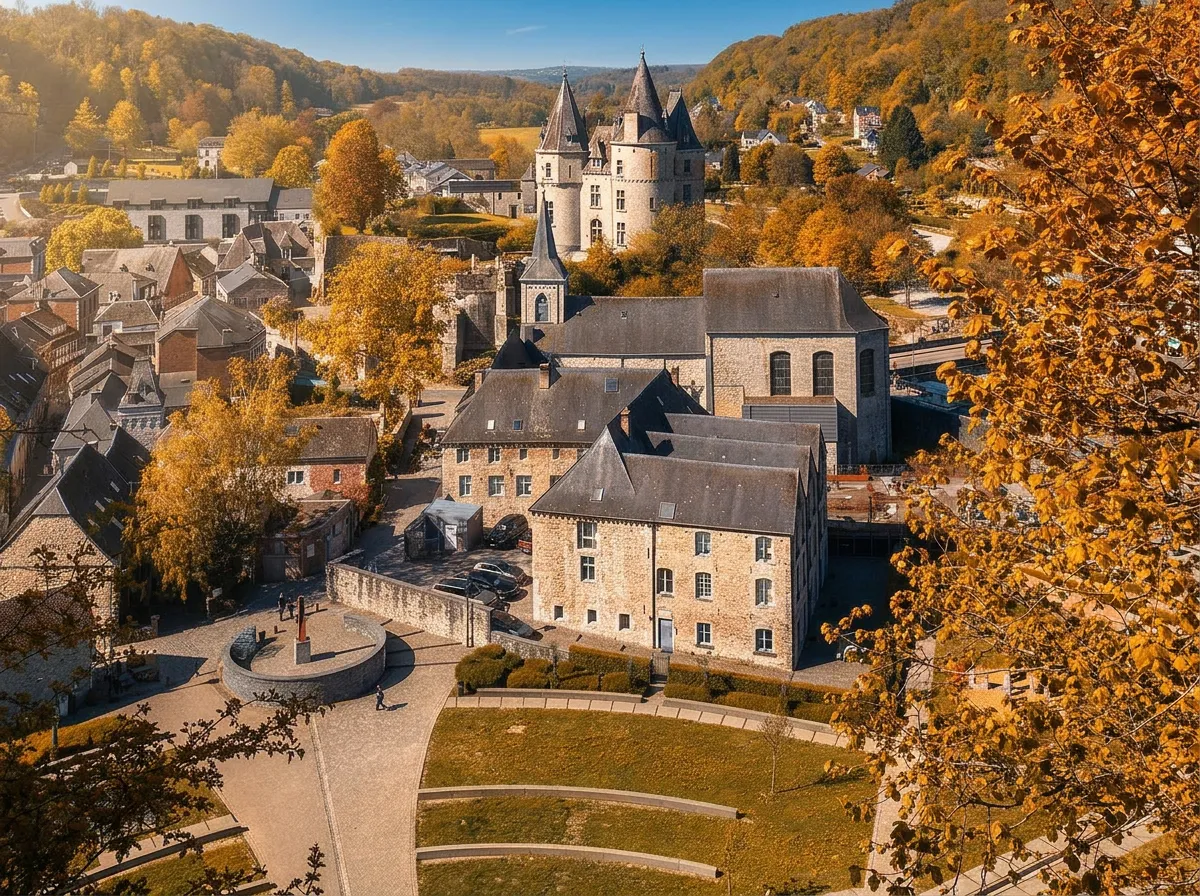 Het kasteel en de oude stad van Durbuy gezien vanaf de Anticlinaal